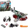 LEGO Star Wars Astronave di Boba Fett, Navetta Giocattolo da Costruire con 2 Minifigure dei Personaggi di The Mandalorian, Giochi per Bambini e Bambine da 9 Anni in su, Idee Regalo 75312