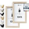 Heimlich® - Cornice per foto - 10x15 cm, legno di quercia, confezione da 2 - Piccole cornici per foto con copertura in foglio di plastica - Montaggio a parete o esposizione da tavolo