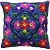 Original Kikan Suzani - Federa per cuscino etnico indiano, ricamata, multicolore, 40 x 40 cm, colore: Blu navy