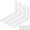 Yeepeo 4 Pezzi Staffe per Mensola 125 × 75mm, Staffe da Parete a L in Acciaio al Carbonio Bianco, Staffe di Supporto per Mensola da Parete ad Angolo Retto Robuste con 24 Viti per Supporto Mensola da