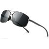 SUNGAIT Occhiali da Sole Maschili Polarizzati Lightweight Rectangular Sunglasses UV400 Protection (Gunmetal Frame-Gray Lens)