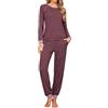 Jahetuul Pigiama Donna Invernale Cotone Pigiami da Donna in Due Pezzi Manica Lunga Maglia a Scollo Tondo e Pantaloni Jogger con Tasche