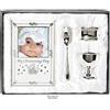 Shudehill Giftware Bellissimo set regalo per battesimo placcato in argento, 4 pezzi, include portauovo, cucchiaio, cornice per foto del bambino, portatovaglioli in confezione regalo