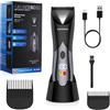 BarberBoss Regolabarba Uomo, Rasoio Elettrico Wet/Dry per Petto, Inguine e Intimo, Design Impermeabile con Doppia Velocità, Blocco da Viaggio e Base di Ricarica