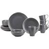 Creatable Antracite, 22807 Serie Industrial Chic-Set di stoviglie, 16 Pezzi, Colore, Gres porcellanato
