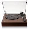 Lenco Giradischi LS-15WD - ricezione e trasmissione Bluetooth®, 2 altoparlanti integrati, pickup AT3600L, trasmissione a cinghia, auto-stop, 33/45 giri/min, AUX e RCA - marrone