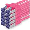 1aTTack.de 10x 0,25m CAT7 Cavo di rete RJ45 10 Gigabit SFTP PIMF - Magenta | Cavo patch Ethernet, rame, 10 Gb/s, LAN, DSL, switch, modem, router, patch panel, CAT7, CAT6, CAT5