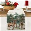 Aisybaklyn Runner da Tavolo Beige Tovaglie da Tavolo Moderne Runner da Tavola Natalizio Runner da tavola con Renna e Albero di Natale Decorazione per Interni,Vacanze,Feste, 40x140 cm