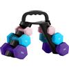 SPORTNOW Set di manubri esagonali, 2 x 1 kg, 2 x 3 kg, 2 x 5 kg, con supporto convertibile, Multicolore | Aosom Italy