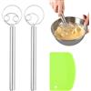 QINGZY 2 pezzi Frusta danese in acciaio inox + 1 tagliapasta in PP, miscelatore manuale, strumento di miscelazione del pane, aste danese, danish dough whisk per pizza dolci dolci