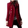 Generico Trench Pile da Donna con Bottoni Casual Cappotto Lungo Maniche Giubbotto Lunghe Donnas Parka Invernale Elegante Moda Giacche Tinta Unita Slim Fit Outdoor Giacca Invernale Taglie Forti