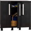 Avilia Armadio Basso da Garage a 3 Ante e 2 Ripiani Regolabili 97x37x93cm Nero - Soluzione Compatta per Organizzare Attrezzi e Utensili