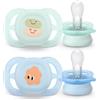 Philips Avent Ultra Start Set 2 Ciucci Ortodontici in Silicone 0-2 Mesi - Azzurro Chiaro/Azzurro Scuro