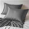 LINENWALAS Set di 2 federe in bambù 100% biologico, morbide federe in seta di bambù per capelli e pelle, dimensioni standard, rinfrescanti (50,8 x 76,2 cm/Grigio chiaro)