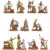 Moranduzzo Set 11 Mestieri Adatto a Presepe da 3,5 cm Scala 1:50 - MICRO 3,5 - Statuine Indistruttibili, Stile '700, Rifinite a Mano, Scultore M. Landi, Made in Italy