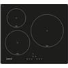 CATA IB 6303 BK Piastra a Induzione Colore Nero 3 Zone di Cottura 9 Livelli di Potenza Regolabili Controllo Tattile con Segnalatore Acustico Potenza 7,1 kW Larghezza 59 cm
