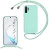 FERLAN Custodia per Samsung Note 10 Plus Cover con Cordino,Silicone Antiurto TPU Morbido Case Corda Collana Necklace Regolabile Stylish con Catena Ultra Sottile Cover per Galaxy Note 10 Plus,Menta verde
