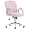 BAKAJI Sedia da Ufficio in Velluto con Imbottitura Extra Morbida e Trama Shabby Chic, Poltrona da Scrivania Arredo Studio Ergonomica con Regolazione Altezza a Gas 95-105 cm (Rosa)
