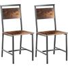 VEVOR Set di 2 Sedie da Pranzo, Sedie da Tavolo in Legno con Struttura e Schienale in Metallo, Sedie Laterali in Pelle, Sedia Moderna in Noce Stile Fattoria per Cucina e Soggiorno, Marrone e Nero