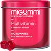 U MIGUMMI Multivitaminico Gummies - 100 Caramelle Gommose Gusto Mora - Vitamine C, D, B12, E, A, B6, B5, Acido folico, Biotina, Zinco, Iodio, Colina - 12 Vitamine e Minerali - Gommose Vitaminiche - Vegan