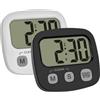 TFA Dostmann Set di 2 timer digitali cucina/sport/scuola, 38.2057.40.02, cronometro e tempo, magnetico, nero e bianco