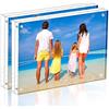 Meetu Cornice portafoto in acrilico, trasparente, autoportante, double face, spessore 20 mm, senza cornice, magnetica, da scrivania, con confezione regalo (confezione da 2)