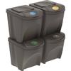 WELL HOME MOBILIARIO & DECORACIÓN WELL HOME - Set di 4 bidoni della spazzatura per rifiuti grigio 4 x 25 l