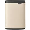 Brabantia Bo Pattumiera 4L | Cestino rettangolare compatto con coperchio Soft-Close e secchio interno rimovibile | Design montabile a parete o indipendente per bagno, cucina o ufficio | Soft Beige