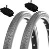 ECOVELO 2 COPERTONI 24 X 1 3/8 (37-540) + CAMERE VALVOLA AMERICA PNEUMATICI GRIGI COPERTURE CARROZZINA/SEDIA A ROTELLE 24"