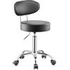 VEVOR Sgabello da Officina Imbottito Girevole a 360° con Schienale, Sgabello da Lavoro con Ruote, Carico 136 kg Sedile con Rotelle Regolabile, per Garage, Officina e Riparazione Auto, Nero