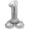 Folat 64711 Palloncino di alluminio con Base Numero Figura 1 Argento 86 cm - decorazione palloncino di elio per compleanno, anniversario