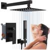 EMBATHER Sistema doccia in bronzo lucidato ad olio, set doccia da 25,4 cm, con soffione quadrato a pioggia e doccetta ad alta pressione, set combinato per bagno a parete (contiene valvola ruvida e
