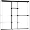 HOMCOM Armadio Guardaroba in Tessuto con 8 Ripiani e 3 Aste per Appendere, 182x43x185 cm, Nero | Aosom Italy