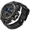 WONOLO Orologio militare da uomo, digitale, per sport all'aria aperta, tattico, militare, elettronico, impermeabile, LED, luminoso, cronometro, sveglia, quadrante grande, doppio fuso orario, analogico,
