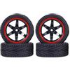 KEEDA 4PCS 1:10 RC pneumatici e ruote in plastica per 1/10 HSP HPI Tamiya RC su strada Touring Racing Drift Auto (nero e rosso)