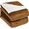 GAOHONGMEI Sherpa Divano Getta Coperta, Super Soft Peluche Peluche Fleece Double Letto Layer Coperte calda Bluffy Reversible Microfiber Coperte da letto Letto Coperte 002-130 * 160