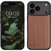 kwmobile Custodia Compatibile con Apple iPhone 17 PRO Max Cover - Protezione in Legno per Smartphone - Back Case con Bumper in Silicone TPU - Marrone Scuro