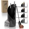 Heimfleiss® Set Camino Nero Moderno | Attrezzi per Camino Set Camino | Kit Camino di Qualità con Attizzatoio, Spazzola-Paletta | Accessori Camino con Manici Argentati