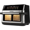 G3 Ferrari G10223 Friggitrice ad Aria, Friggisano 6+6, 2200 W, 12 Lt, 10 Programmi, Display a Colori, Funzione Essiccatore, Luce Interna, Contenitore e Vassoio Antiaderenti, Ricettario Incluso
