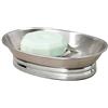 InterDesign iDesign York Metal Portasaponetta, Elegante porta sapone bagno ovale in metallo, argento/argento opaco
