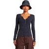 G-STAR RAW Deep V Henley Slim Top T-Shirt, Blu (Osaka Blue GD D24656-c773-h193), XS Donna