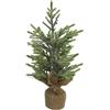 BAKAJI Albero di natale 42cm Alberello Pino con Base Sacco Iuta Decorazione Natalizia