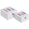 BAKAJI Set 2 Scatole Portagioie Piume con Strass e Chiusura in Metallo 2 Dimensioni