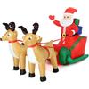 BAKAJI GONFIABILE BABBO NATALE SU SLITTA CON RENNE LUCI A LED 240X137CM AUTOGONFIABILE