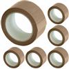 BAKAJI Set 6 Nastri Adesivi Avana 50mm x 66mt con Etichetta Nastro Imballaggio Marrone