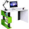 BAKAJI Scrivania Libreria 3 Ripiani Tavolo Porta Pc Computer Legno Casa Ufficio Verde