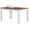 BAKAJI Tavolo da Pranzo Cucina Rettangolare Moderno in Legno 120x80x74cm Bianco e Noce