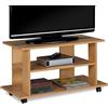 BAKAJI Mobile TV in Legno con 2 Ripiani e Ruote Mobiletto Carrello televisore Quercia