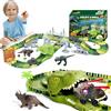 BAKAJI Playset Pista Macchinine Flessibili Parco dei Dinosauri Gioco con T-Rez 144 Pz