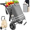 BAKAJI Carrello Spesa Pieghevole 56L Grigio Borsa Termica Trolley Portaspesa e Tracolla